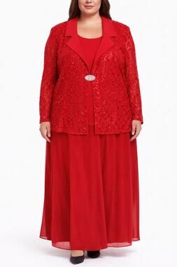 Vintage 1990s FAD Fashion Red Lace 3 Piece Skirt Suit Set Plus Size 3X 5X USA